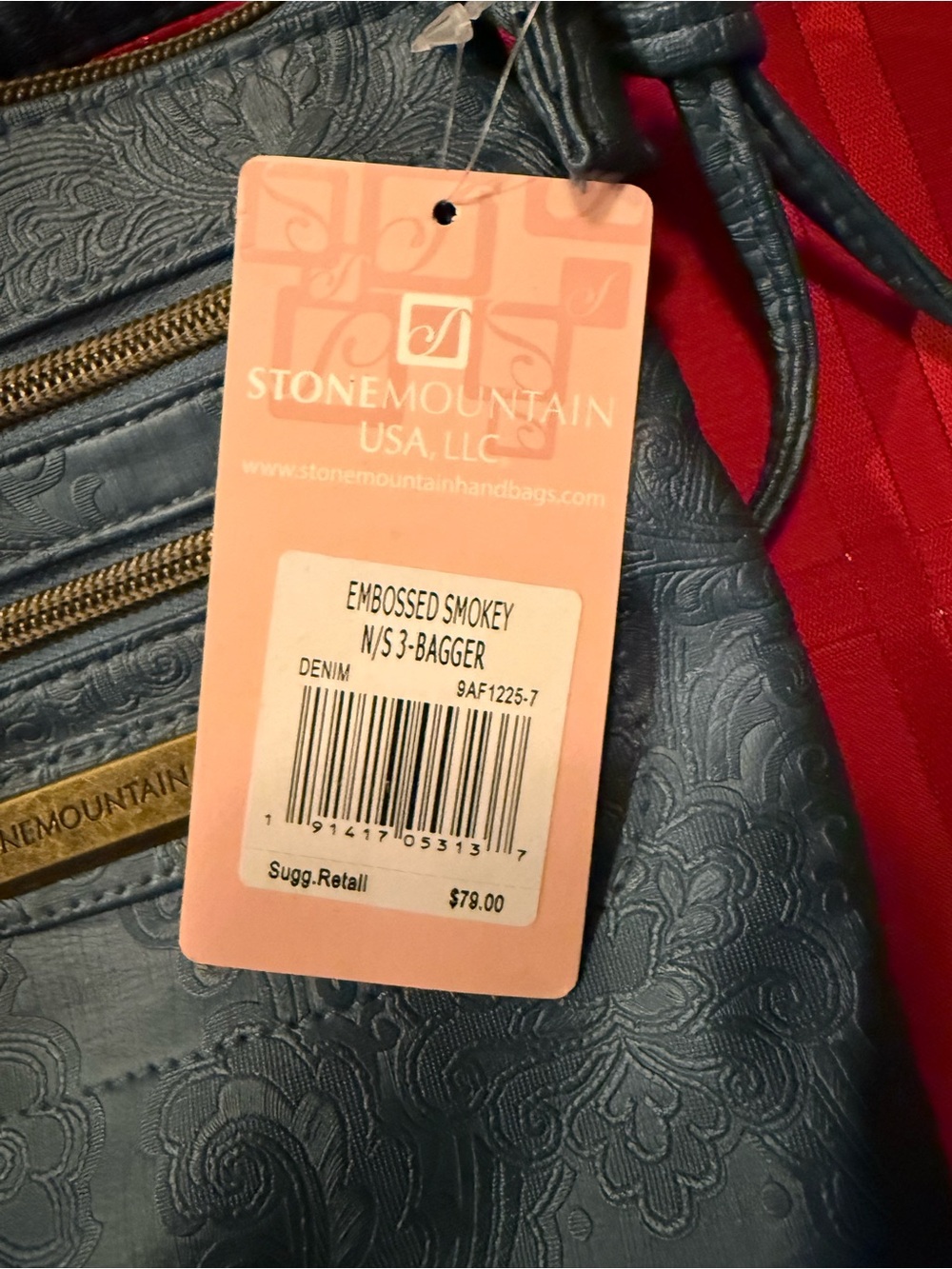 Stone Mountain Accessories Teal-Blue Embossed Crossbody with Gold Hardware - Picture 3 of 5